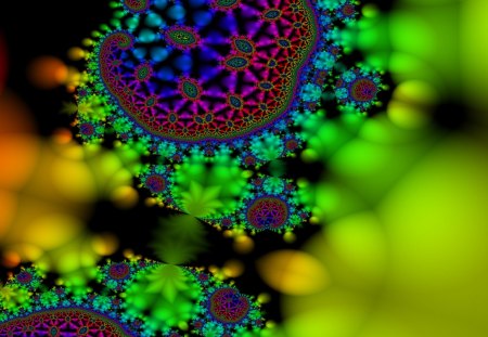 Psychedelic Creature - abstract, psychedelic, yellow, purple, blue, green, colors, fractal