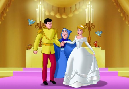 To The Happy Couple - bride, wedding, romance, joy, happiness, animated, cinderella, classic, movie, princess, couple, fairy tale, disney, prince charming, animals