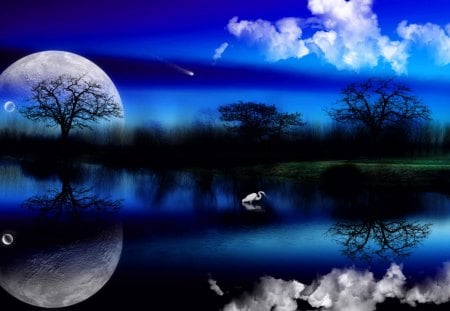 Twilight Becoming - moon, twilight, fantasy, blue