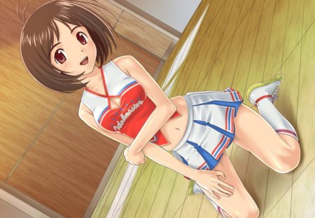 ~Hidaka Ai~ - cheerleader, short hair, uniform, brown hair, anime, hidaka ai, idolmaster