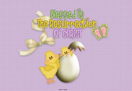 Blessed - white, grgeen, jesus, purple, yellow, chicks, easter, blessed