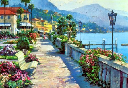 Lovely place to visit - pretty, calm, quiet, sunny, summer, town, coast, mountain, flowers, shore, view, visit, bench, lake, nice, trees, beautiful, vacation, sea, mediterranean, travel, lovely, lantern, rest, village, Italy, picturesque, painting, Capri, peaceful