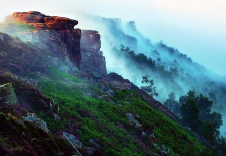 Mountain - nature, mountain, fog, grass, high