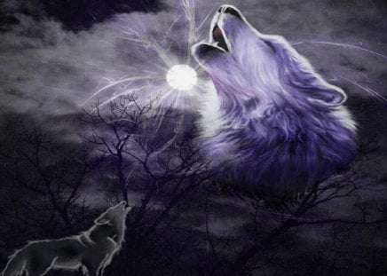 Ghost Night - predator, wolf, artwork, howl, wolves