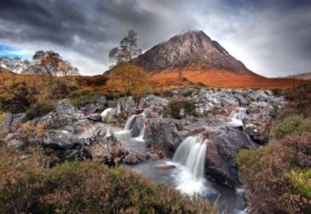 The autumn has arrived - trees, clouds, mountains, creek, landscapes