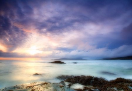 Sky over the sea - sky, nature, sunrise, sea