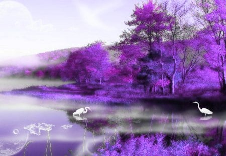 Smoke on Water - purple, fantasy, water, smoke