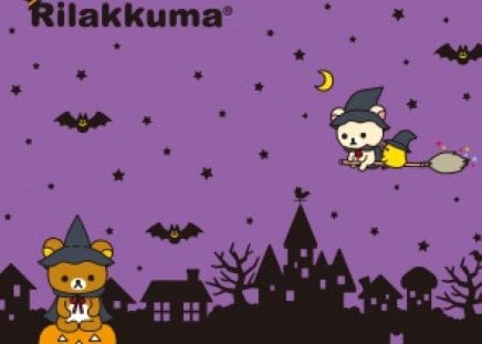 Rilakkuma Halloween - bats, pumpkin, bear, halloween, kawaii, rilakkuma, korilakkuma, teddy, cute