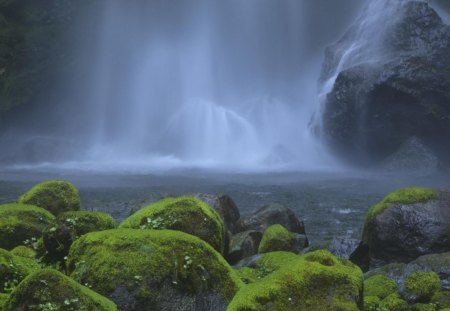 Dancing fairies - lake, river, stones, foggy, landscapes