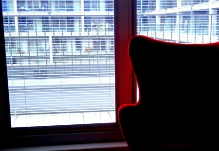 Futile waiting - snow, red, wait, chair