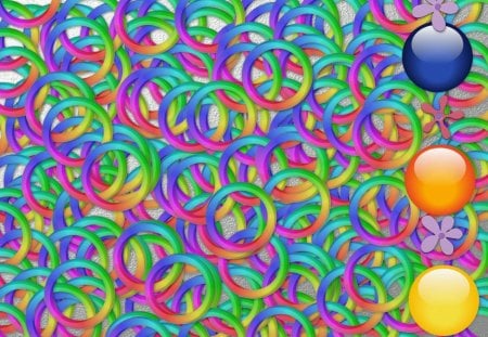 3D rainbow rings - rainbow, 3d, rings, circles