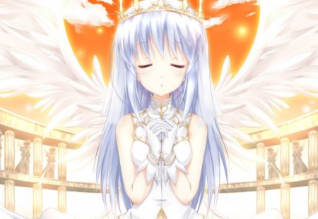 made in the heaven - sky, feathers, angel, girl, wings, anime, manga