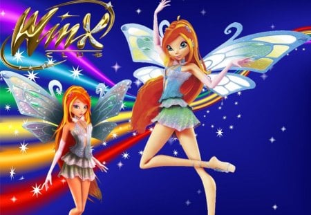 Bloom - pretty, star, winx club, anime, cartoon, female, wing, dress, long hair, sparks, nice, abstract, gown, anime girl, realistic, beautiful, hot, girl, winx, beauty, lovely, sweet, bloom, cg, fantasy, wings, fairy, cute, 3d, sexy, orange hair, winxclub