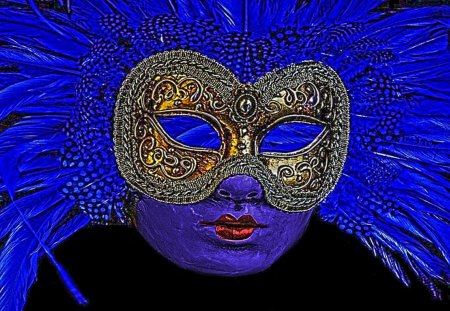 Masks - blu, HDR, face, blackground