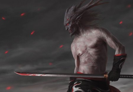 Warrior - sword, warrior, demon, dark