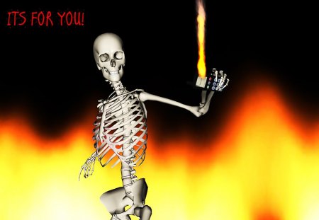 Its For You - cell phone, wow, creepy, skeleton