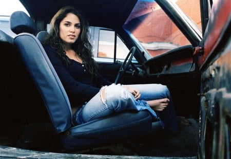 Nikki Reed - blue, girl, blonde, beauty, pink, actress, nikki reed, black, car, woman, movie