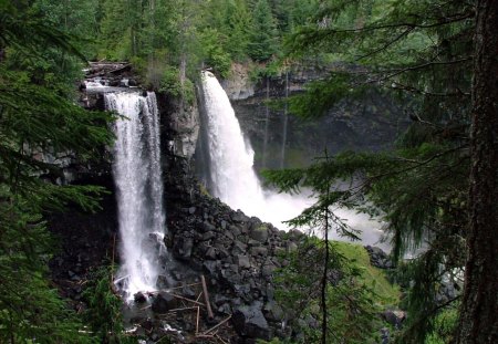 Canim Lake Falls, B.C., Canada - nature, waterfalls, trees, rocks