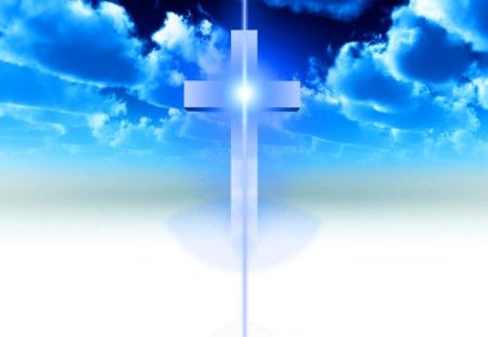 Happy Easter - cross, clods, abstract, blue