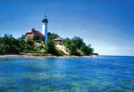 Au Sable Lighthouse F2 - wide screen, lighthouse, lake, photography, water, waterscape, lake superior, scenery, photo