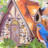 Pretty Birds Birdhouse Painting