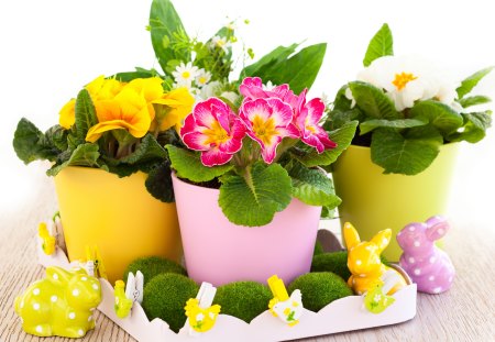 Spring flowers â™¥ - flowers, spring, holidays, eggs, fresh, easter, celebration, pastel, event, colors, bunny