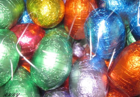 Chocolate eggs - eggs, yellow, photography, blue, green, chocolate