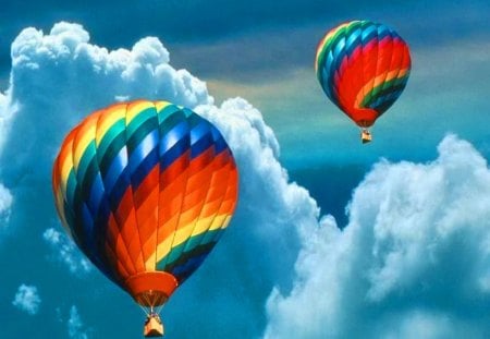 Part of the sky - hot air balloon, clouds, colors, sky