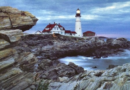 Portland Head Lighthouse 2 - water, scenery, lighthouse, photography, photo, wide screen, lake, Maine, waterscape