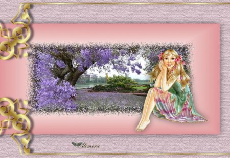 Spring - girl, fantasy, spring, pink