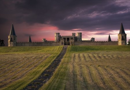 Castle - build, lawn, grass, castle