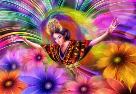 ✰Dream of Phoenix✰ - pretty, summer, female, blossom, china, spring, flowers, rainbow, seasons, face, blooms, sparkle, paintings, chinese, digital art, colors, petals, hair, girls, dazzling, lips, collages, asian, UF5, phoenix, splendor, eyes, details, elegance, gorgeous, fractal art, beautiful, cool, lovely, sweet, dreams, colorful, glow, fantasy, bright