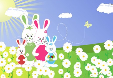 Easter Bunnies On A Beautiful Spring,Day - a, day, beautiful, bunnies, easter, spring, on