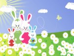 Easter Bunnies On A Beautiful Spring,Day