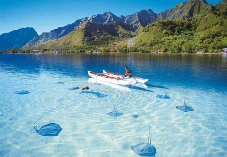 Beautiful island - water, holiday, summer, blue, beach, boat, island, ocean