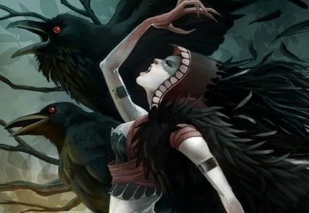 Raven Witch - witch, fantasy, female, raven