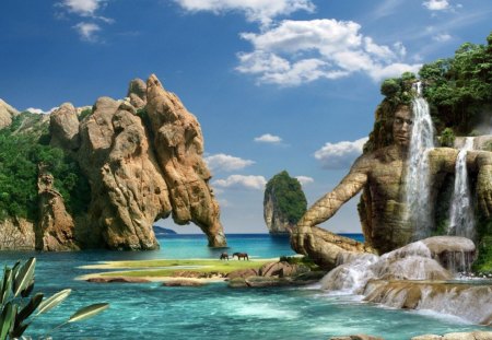 ~Fantasy Waterfall~ - fantasy, waterfall, cg, 3d