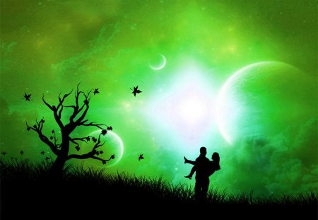 green fantasy world - fantasy, love, green, romantik