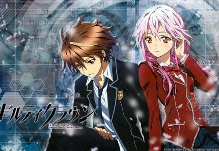 shu & inori - inori, anime, crown, guilty, shu