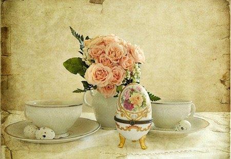 ♥ Happy Easter ♥ - flowers, easter, easter eggs, texture, still life