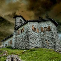 wonderful stone church in the mountains hdr