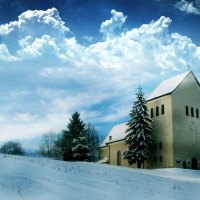 beautiful church in winter