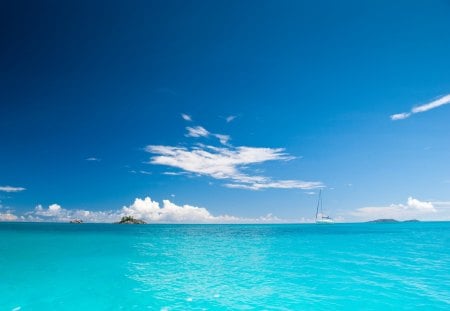 Into infinite waters - islot, clouds, trees, seascape