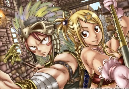 natsu & lucy - anime, lucy, fairy, tail, natsu