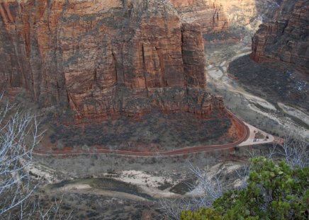 Virgin river - trees, river, roads, cliffs, landscapes