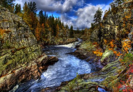 TUDDAL RIVER,NORWAY - HDR, Tuddal River, Norway, Rock, Nature, Landscape