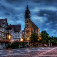 square in front of church in boeblingen germany hdr