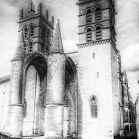 cathedral saint pierre de montpellier in gray scale
