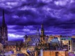 colorful city rooftops hdr