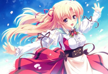 Marie - sakura strasse, marie rudel, anime, kusukusu, dress, beauty, blond hair, blue eyes